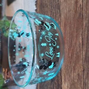 Disney Pyrex Minnie and Mickey Teal Black Bowl, No Lid, Love Joy Christmas